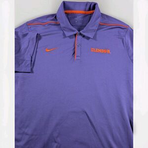 Clemson Tigers Nike Polo Shirt Men’s L Purple Short Sleeve Golf